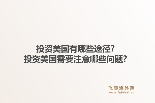 投资美国有哪些途径?投资美国需要注意哪些问题?1.jpg