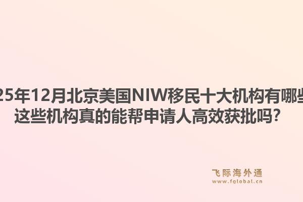 2025年12月北京美国NIW移民十大机构有哪些？这些机构真的能帮申请人高效获批吗？