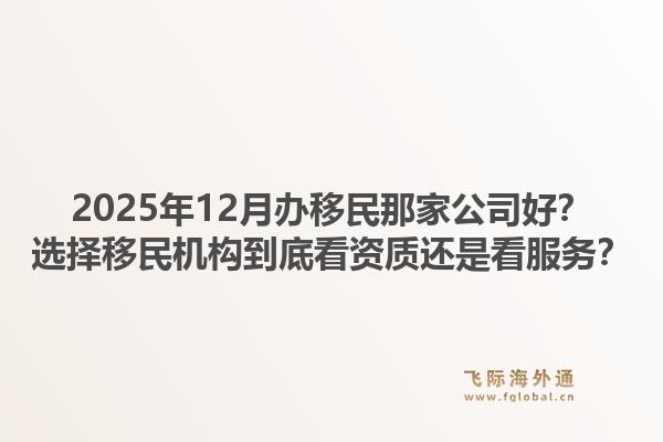 2025年12月办移民那家公司好？选择移民机构到底看资质还是看服务？
