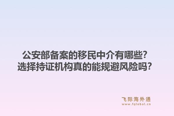 公安部备案的移民中介有哪些？选择持证机构真的能规避风险吗？