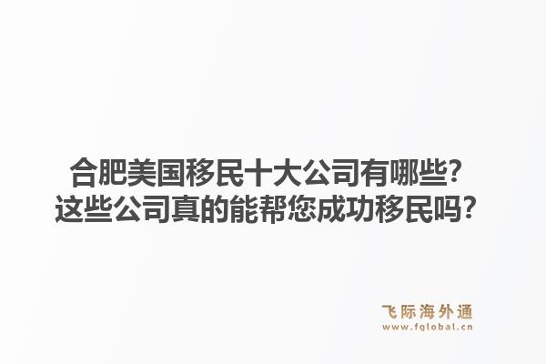合肥美国移民十大公司有哪些？这些公司真的能帮您成功移民吗？