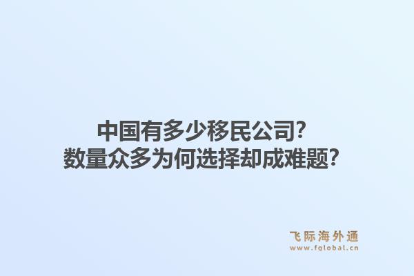 中国有多少移民公司？数量众多为何选择却成难题？