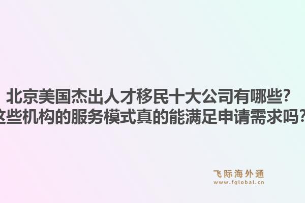 北京美国杰出人才移民十大公司有哪些？这些机构的服务模式真的能满足申请需求吗？