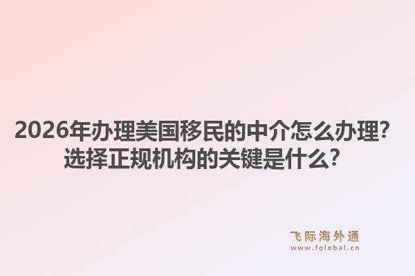 2026年办理美国移民的中介怎么办理？选择正规机构的关键是什么？