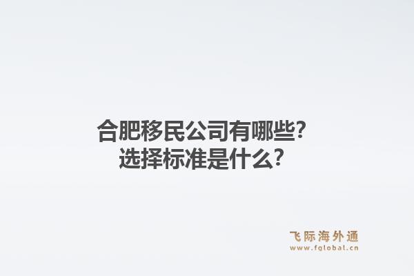 合肥移民公司有哪些？选择标准是什么？