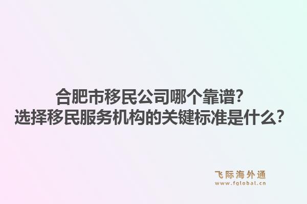 合肥市移民公司哪个靠谱？选择移民服务机构的关键标准是什么？