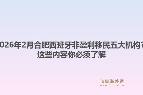 2026年2月合肥西班牙非盈利移民五大机构？这些内容你必须了解