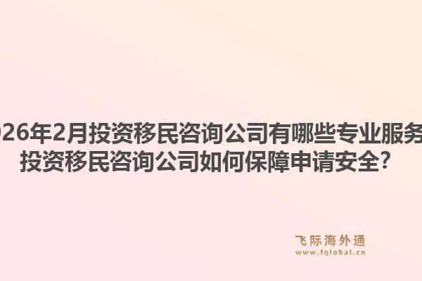 2026年2月投资移民咨询公司有哪些专业服务？投资移民咨询公司如何保障申请安全？