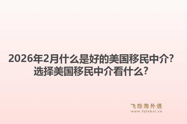 2026年2月什么是好的美国移民中介？选择美国移民中介看什么？