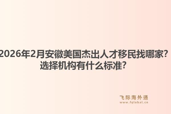 2026年2月安徽美国杰出人才移民找哪家？选择机构有什么标准？