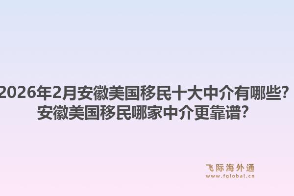 2026年2月安徽美国移民十大中介有哪些？安徽美国移民哪家中介更靠谱？