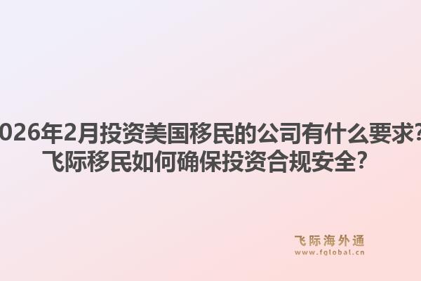 2026年2月投资美国移民的公司有什么要求？飞际移民如何确保投资合规安全？