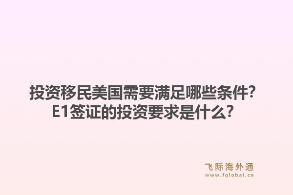 投资移民美国需要满足哪些条件？E1签证的投资要求是什么？1.jpg