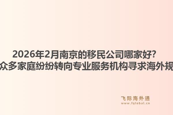 2026年2月南京的移民公司哪家好？为何众多家庭纷纷转向专业服务机构寻求海外规划？