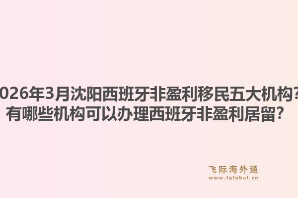 2026年3月沈阳西班牙非盈利移民五大机构？有哪些机构可以办理西班牙非盈利居留？