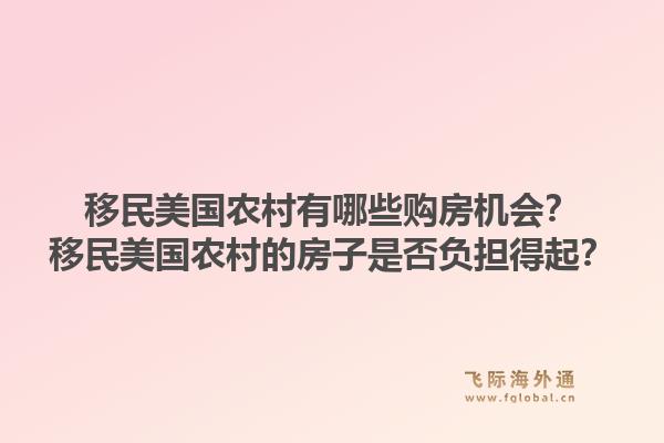 移民美国农村有哪些购房机会？移民美国农村的房子是否负担得起？
